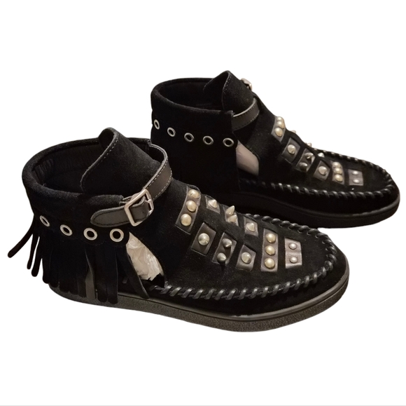 Coach Roccasin Cut Out Suede Boots Black 6.5M - Picture 5 of 8